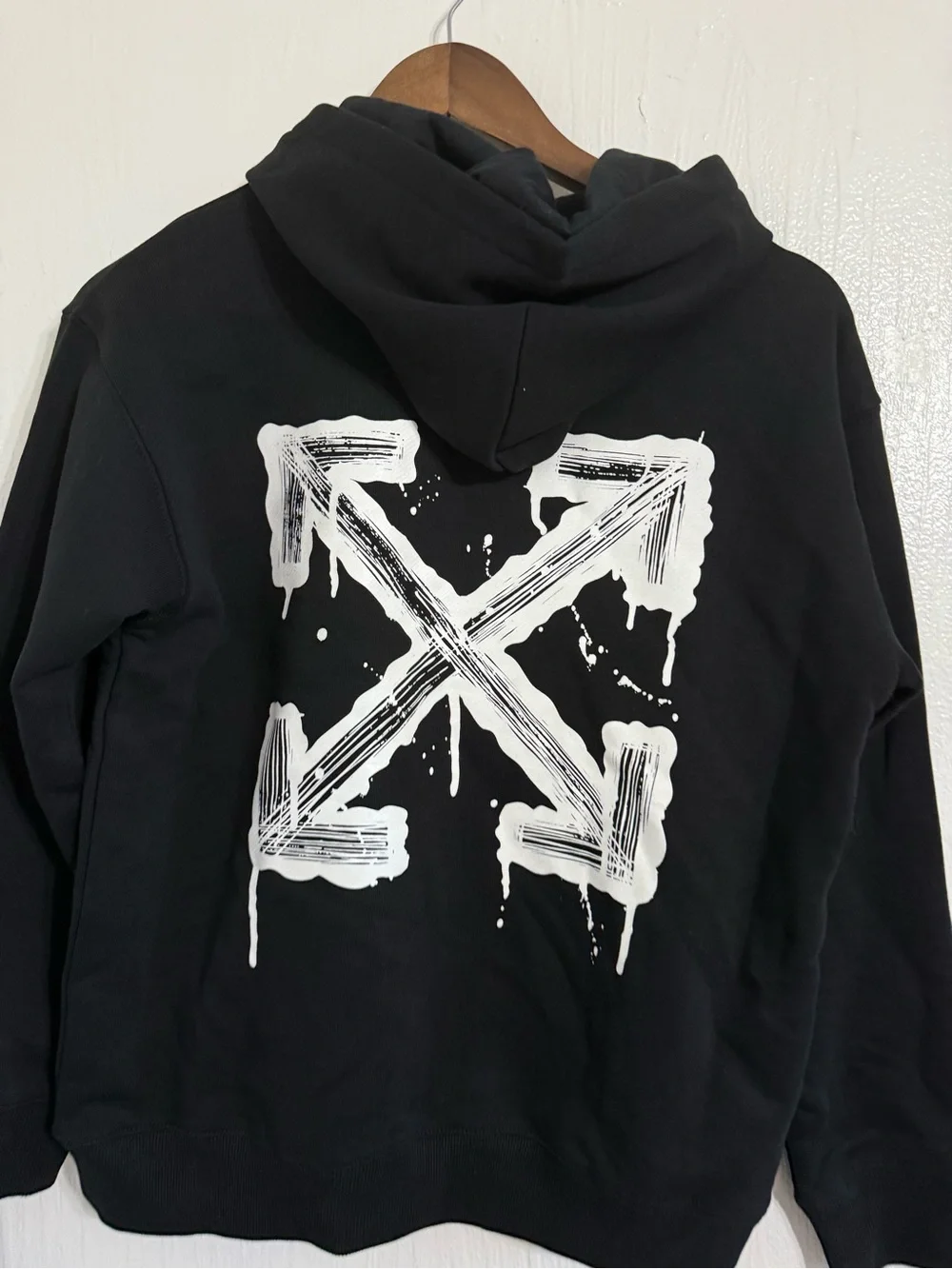 OFF-WHITE VIRGIL ABLOH KIDS PRINT HOODIE SWEATSHIRT BLACK MEDIUM 10-12